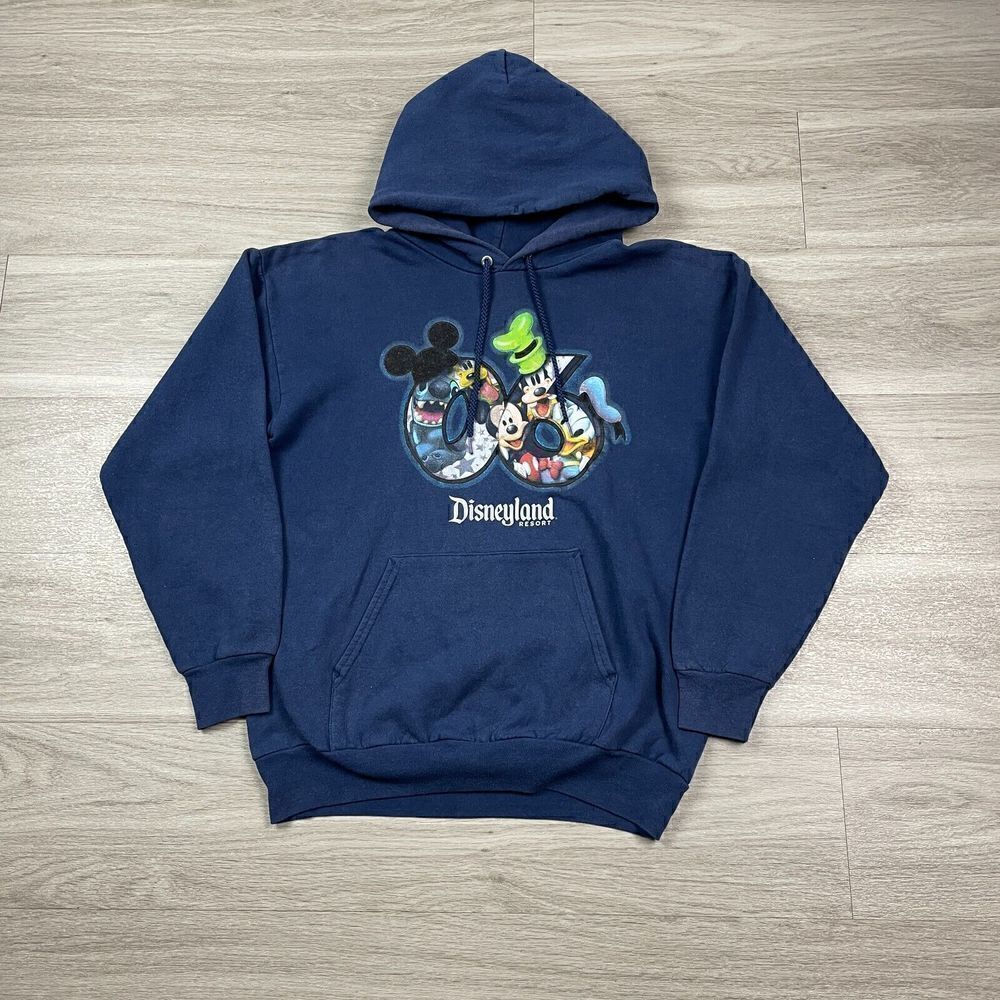 Disney Hoodie Mens Medium Blue 2006 Disneyland Cartoon Y2K
